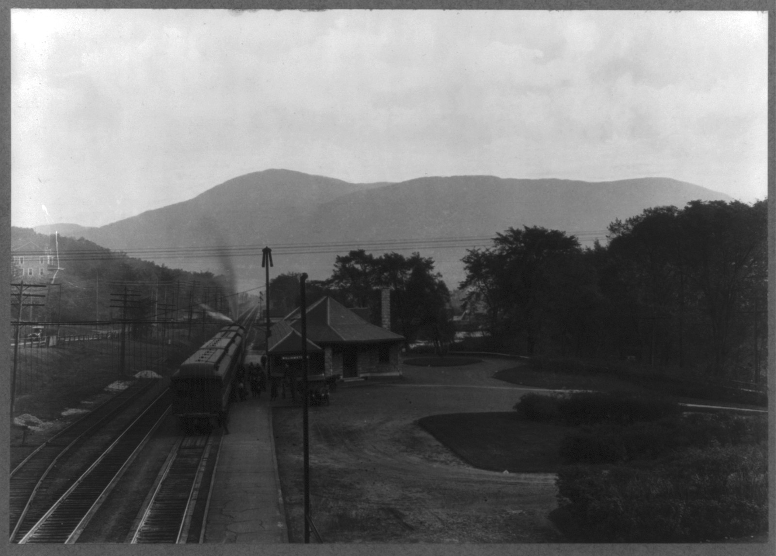[Train in Railroad Station, Williamstown, Mass.] — historic photograph
