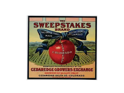 Sweepstakes Brand apple crate label, Cedaredge Colorado