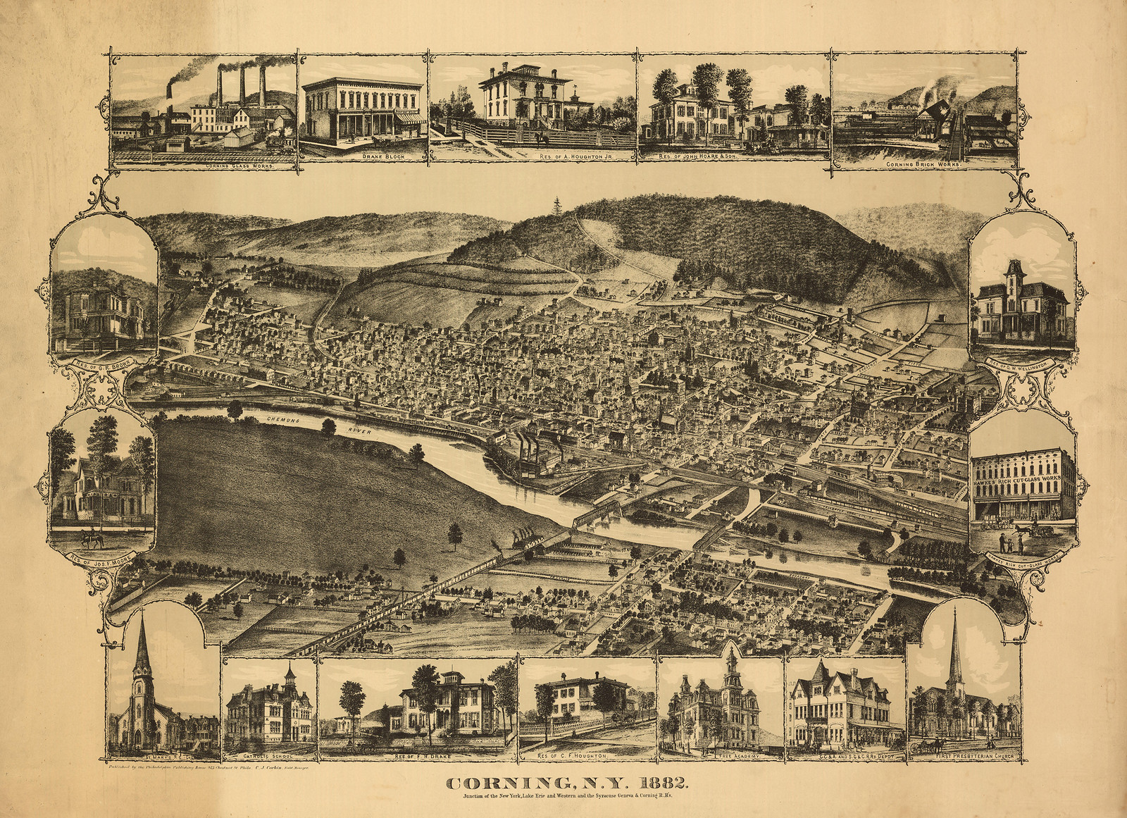 Corning, New York, 1882, 1882 — antique map