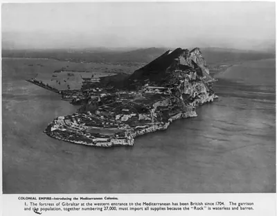 The fortress of Gibraltar at the west entrance to the Mediterranean ...