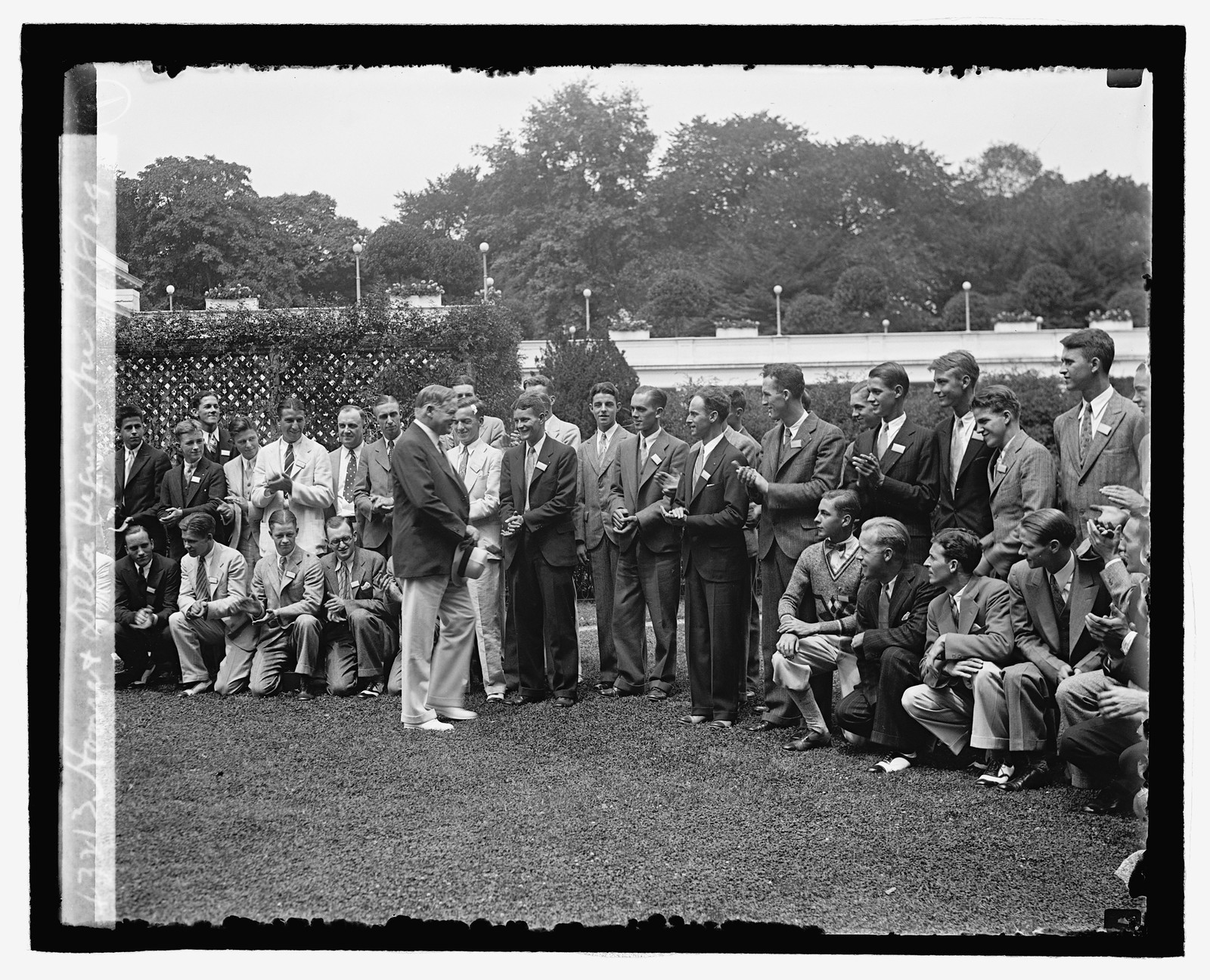 Hoover & Delta Sigma Nu, 8/8/29, [19]29 August 8. — historic photograph