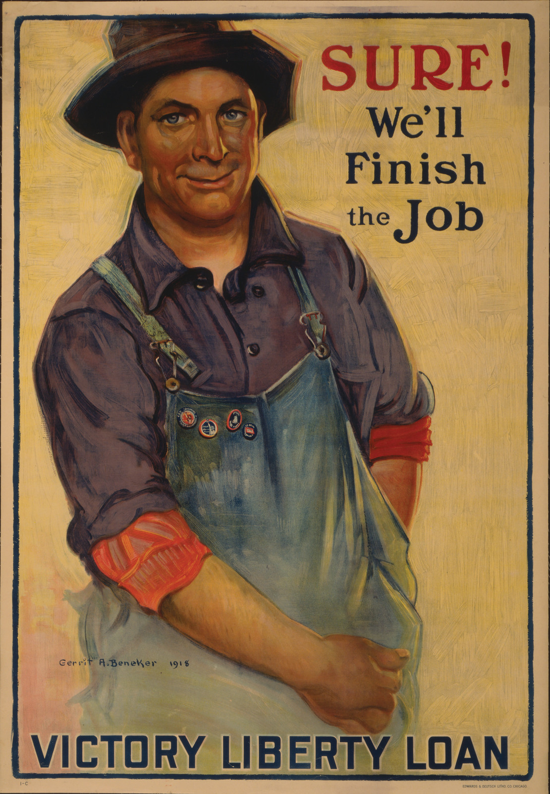 Sure! We'll Finish The Job, c. 1918 — vintage poster