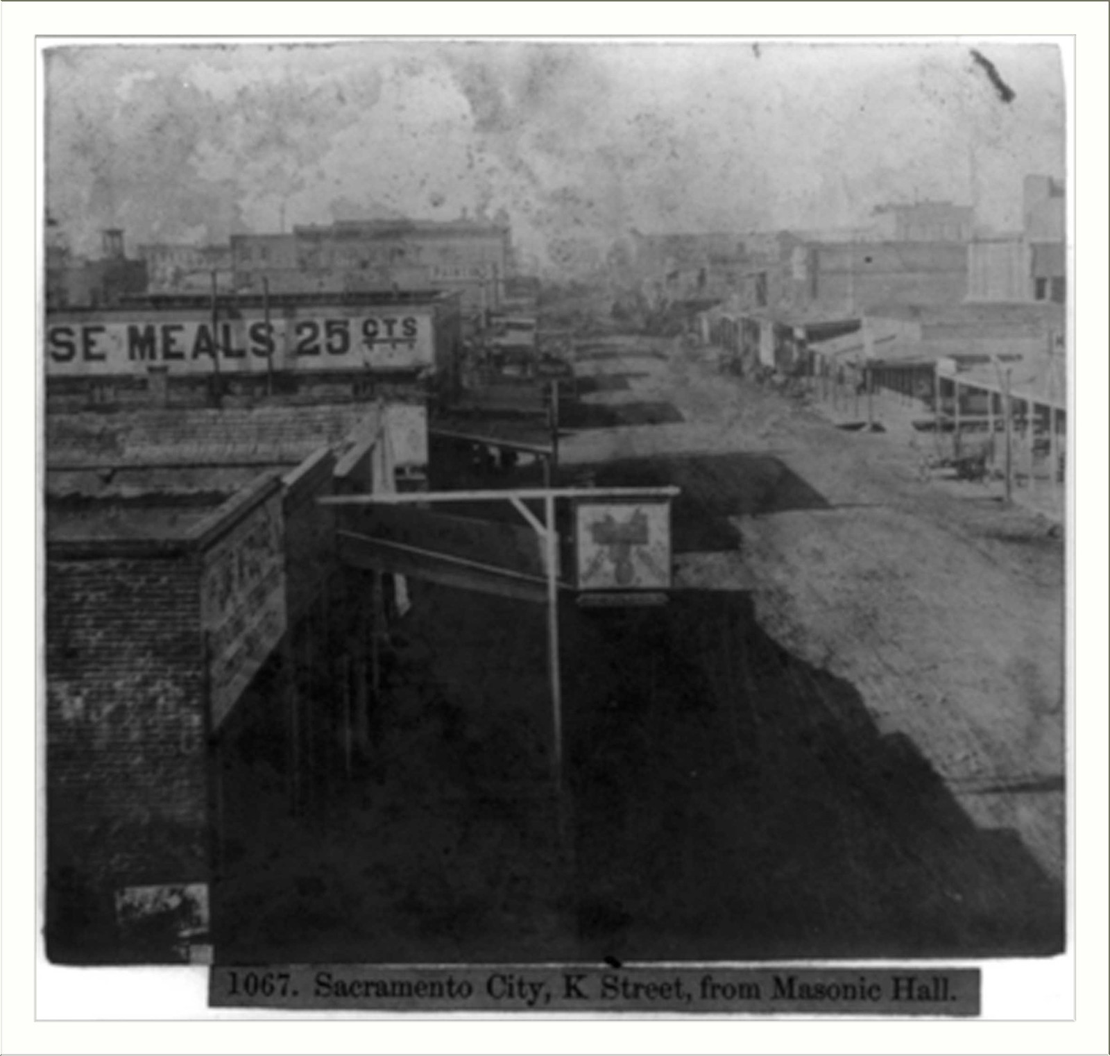 Sacramento City, K Street, from Masonic Hall, [published 1866] — historic photograph