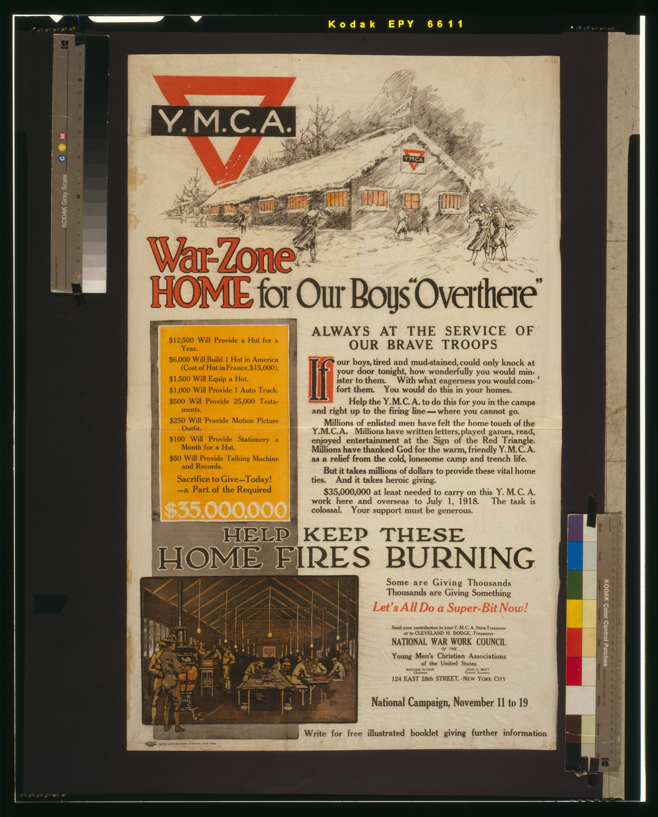 War-zone home for our boys over there"--Always at the service of our brave troops Help keep these home fires burning--Some are giving thousands, LC-USZC4-8377 (color film copy transparency) No known restrictions on reproduction. — historic image