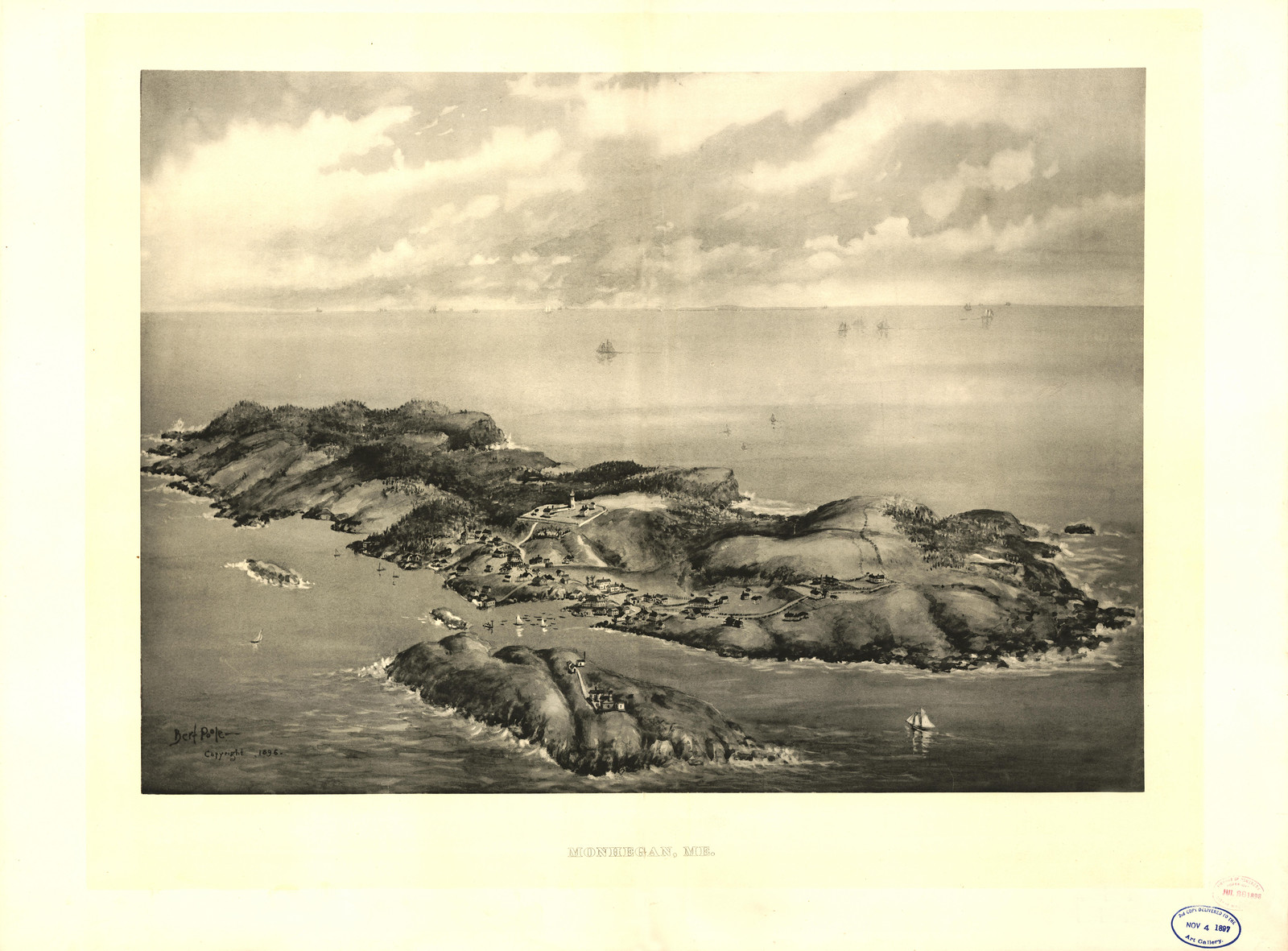Monhegan, Maine, 1896, 1896 — antique map