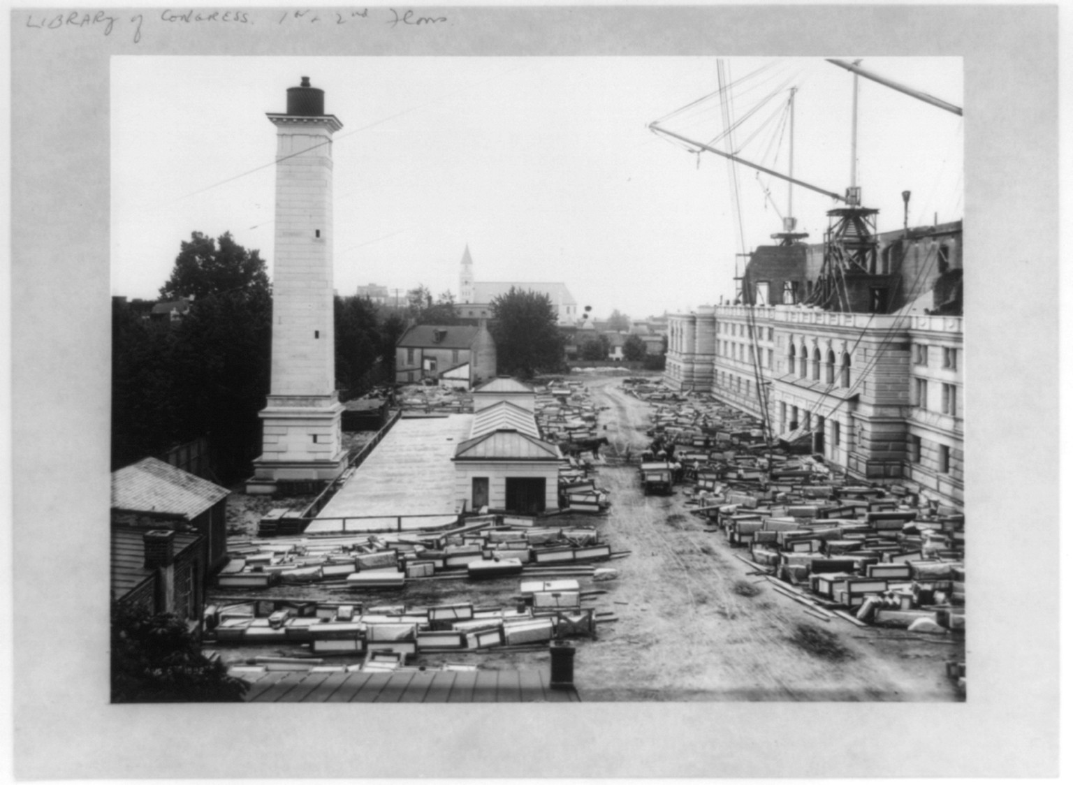 [D.C.-Wash.-Library of Congress - official construction photos: SE corner viewed from N - Aug. 6, 1892], 1892 Aug. 6. — historic photograph