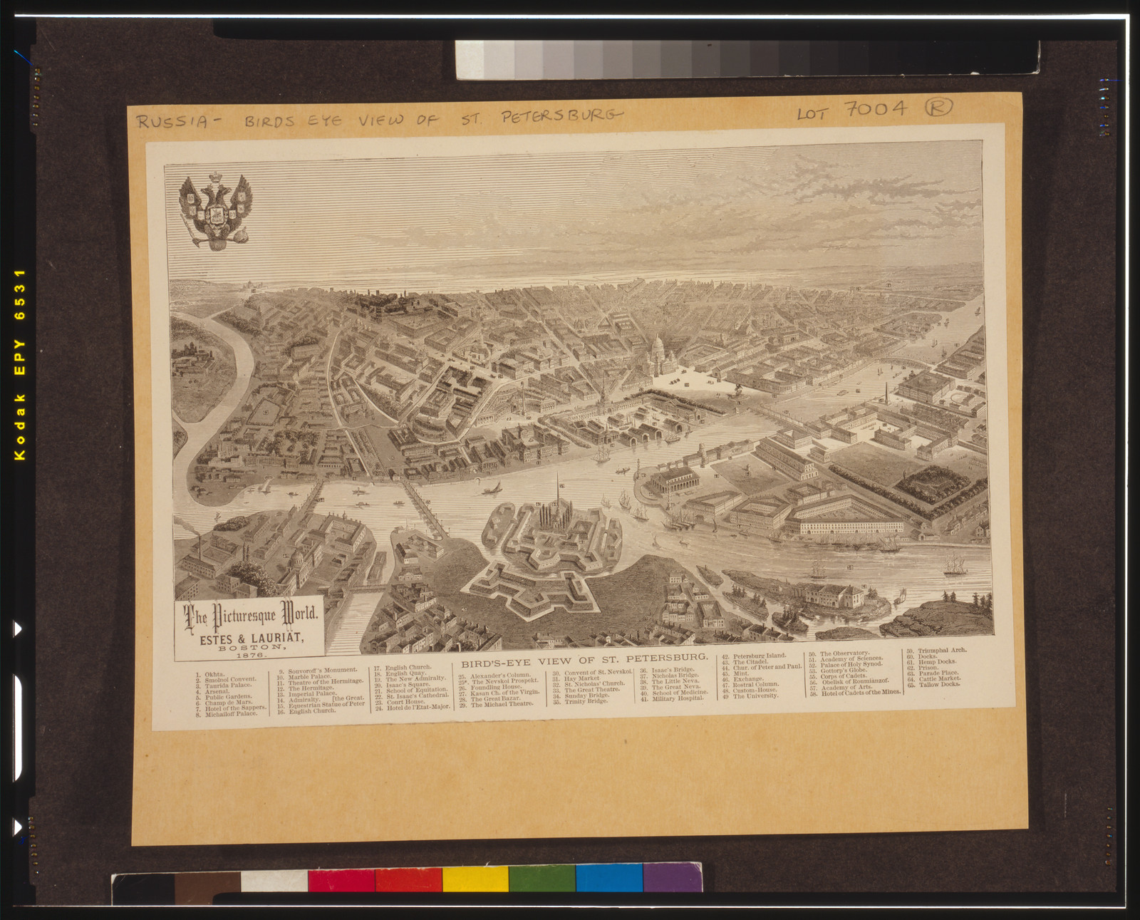 Bird's-eye view of St. Petersburg / Estes & Lauriat, Boston., 1876 — antique engraving