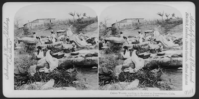 Cuban women washing [clothes] in the river at Guantanamo, Cuba