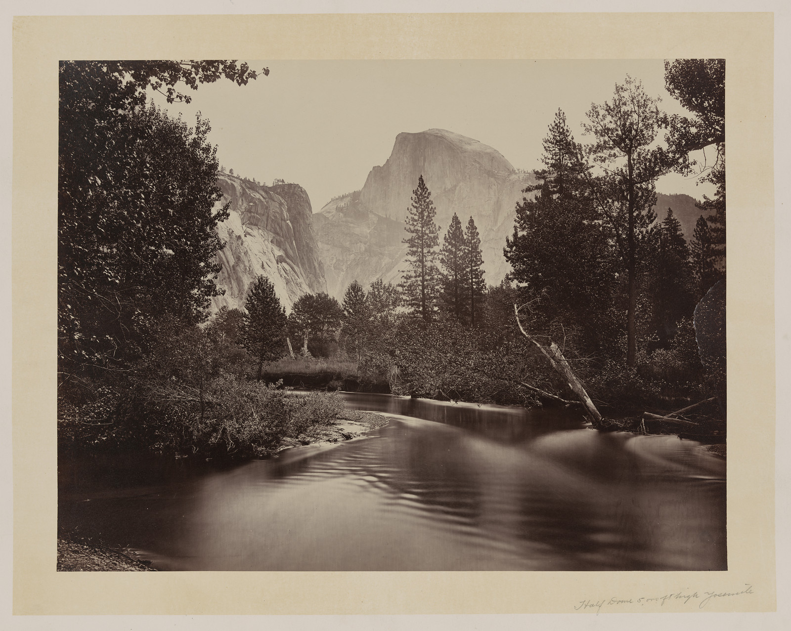[Stream and trees with Half Dome in background, Yosemite Valley, Calif.], [ca. 1865] — historic photograph