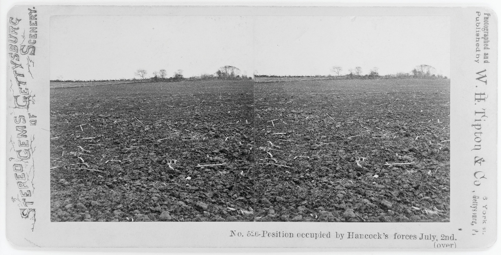 Position occupied by Hancock's forces July, 2nd, Gettysburg, Pa. : photographed and published by W.H. Tipton & Co., c1879. — historic photograph