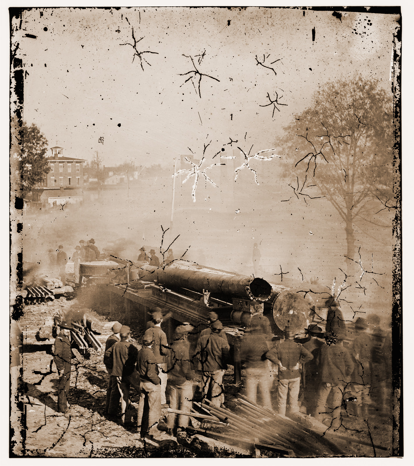 Atlanta Georgia. Shermans men destroying railroad, 1864 — historic photograph