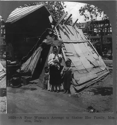 Earthquake of 1908, Messina, Italy: A poor woman's attempt to shelter her family