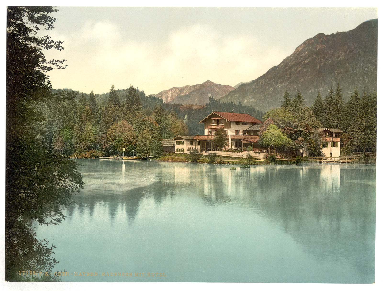 Badersee with hotel Upper Bavaria Germany, [between ca. 1890 and ca. 1900]. — historic print
