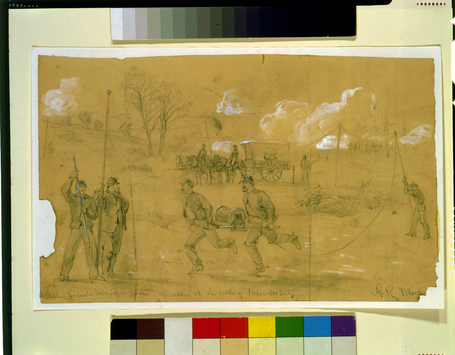 The signal telegraph train as used at the battle of Fredericksburg, [1862 December 13] — historic drawing