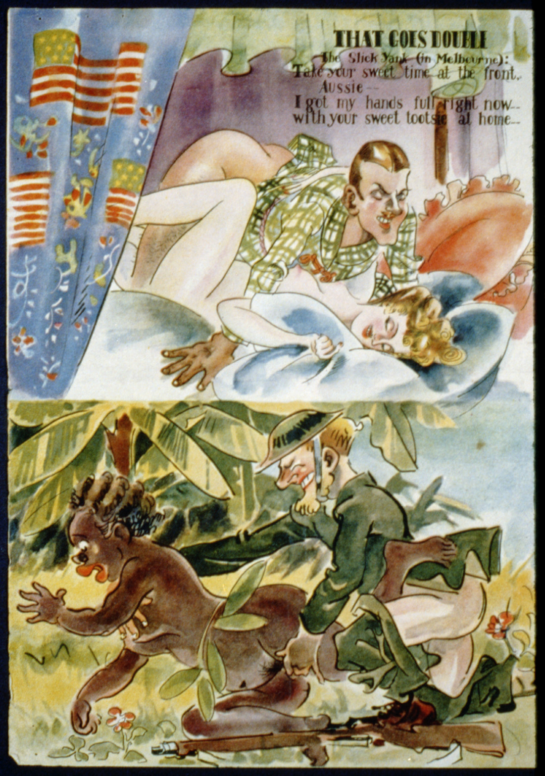 That goes double--The slick yank (in Melbourn): Take your sweet time at the front, Aussie ..., [1943 or 1944] — historic drawing