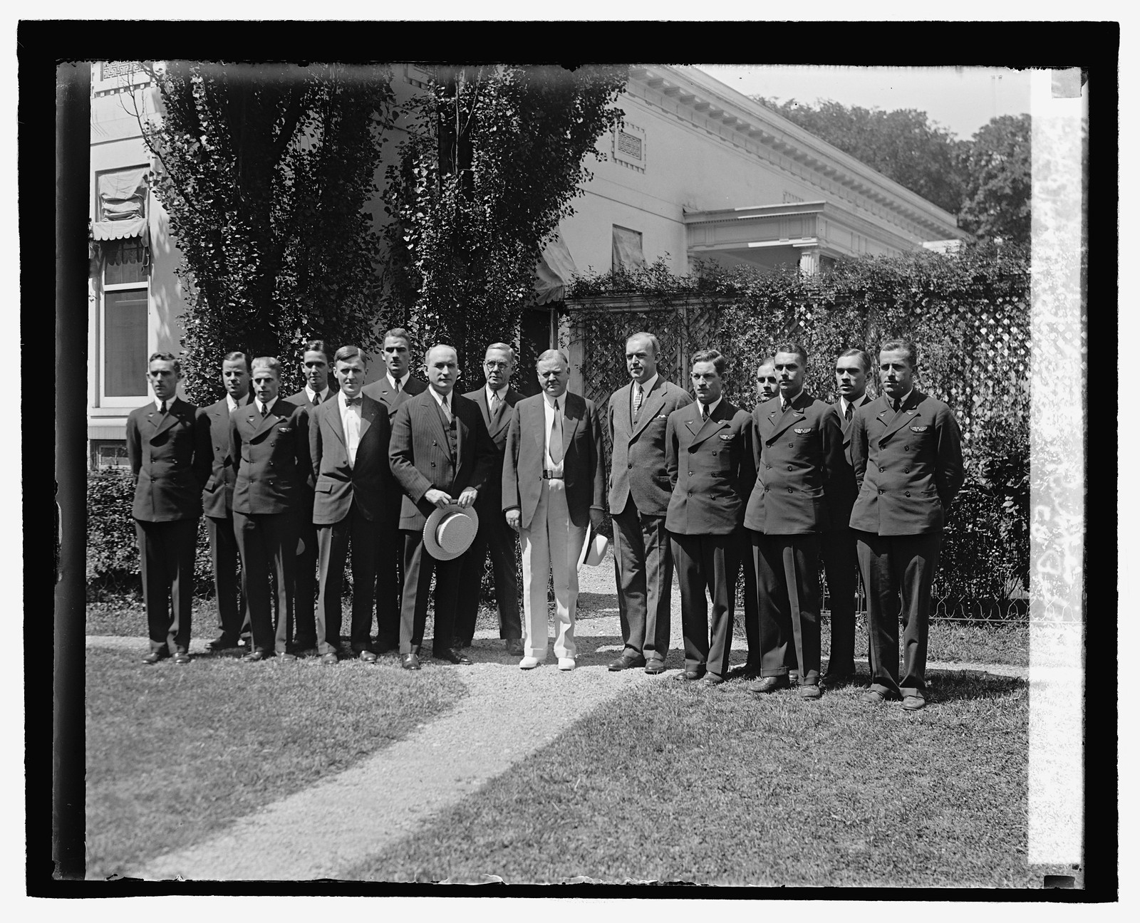 Hoover with Genl. Tire & Rubber Co. pilots, 8/20/29, [19]29 August 20. — historic photograph