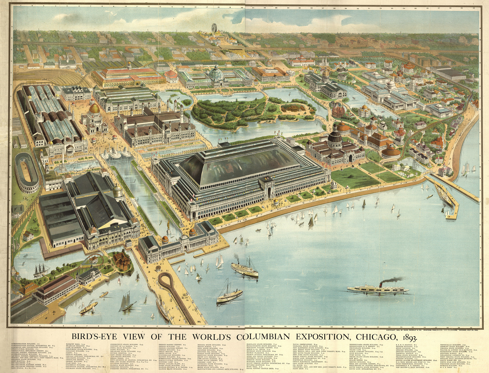 Bird's-Eye View of the World's Columbian Exposition, Chicago, 1893, 1893 — antique map