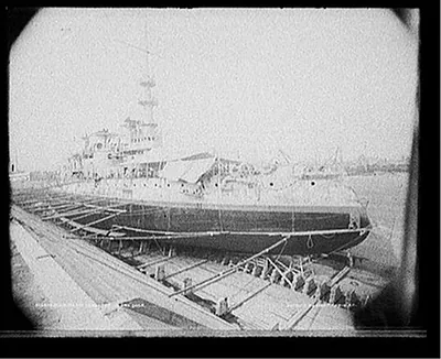 U.S.S. Massachusetts in dry dock