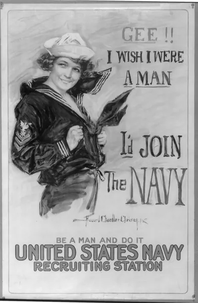 Gee!! I wish I were a man Id join the Navy Be a man and do it - United States Navy recruiting station / Howard Chandler Christy 1917.