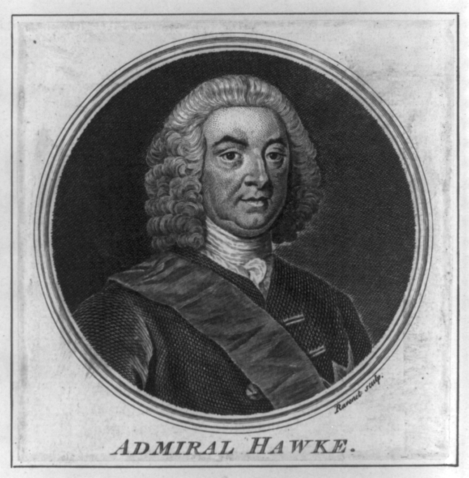 Hawke, Edward Hawke, 1st Baron, 1705-1781, [no date recorded on caption card] — antique engraving