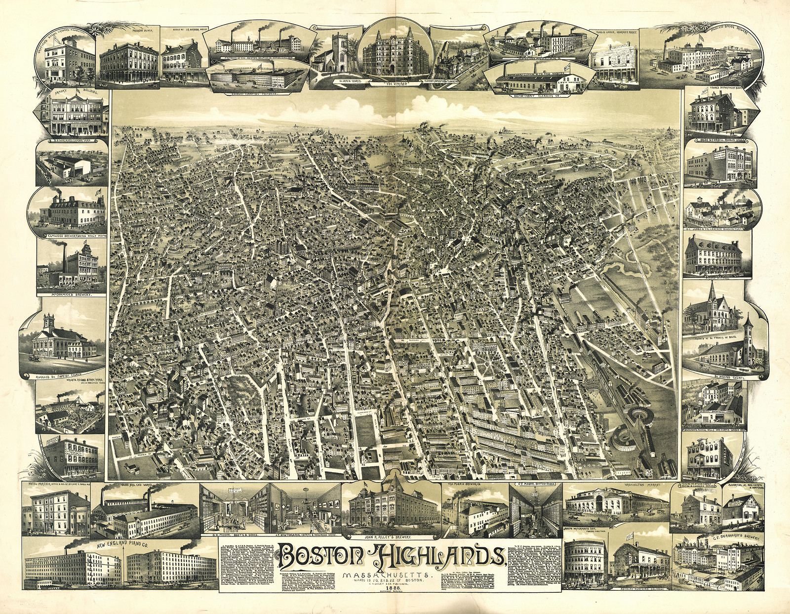 Boston, Massachusetts, 1888, 1888 — antique map