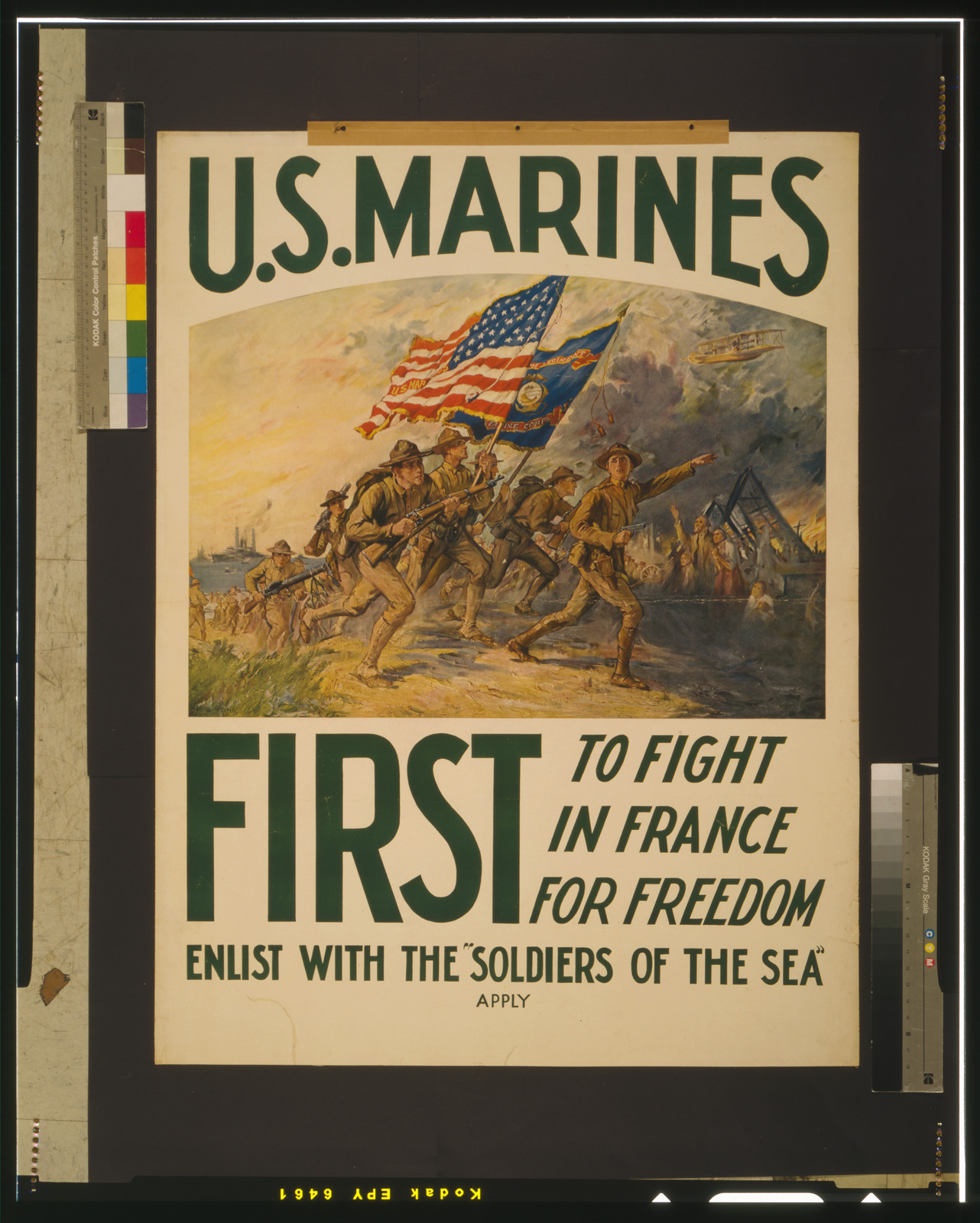 U.S. Marines - first to fight in France for freedom Enlist with the soldiers of the sea" / F.C. Yohn.", [between 1914 and 1918] — vintage poster