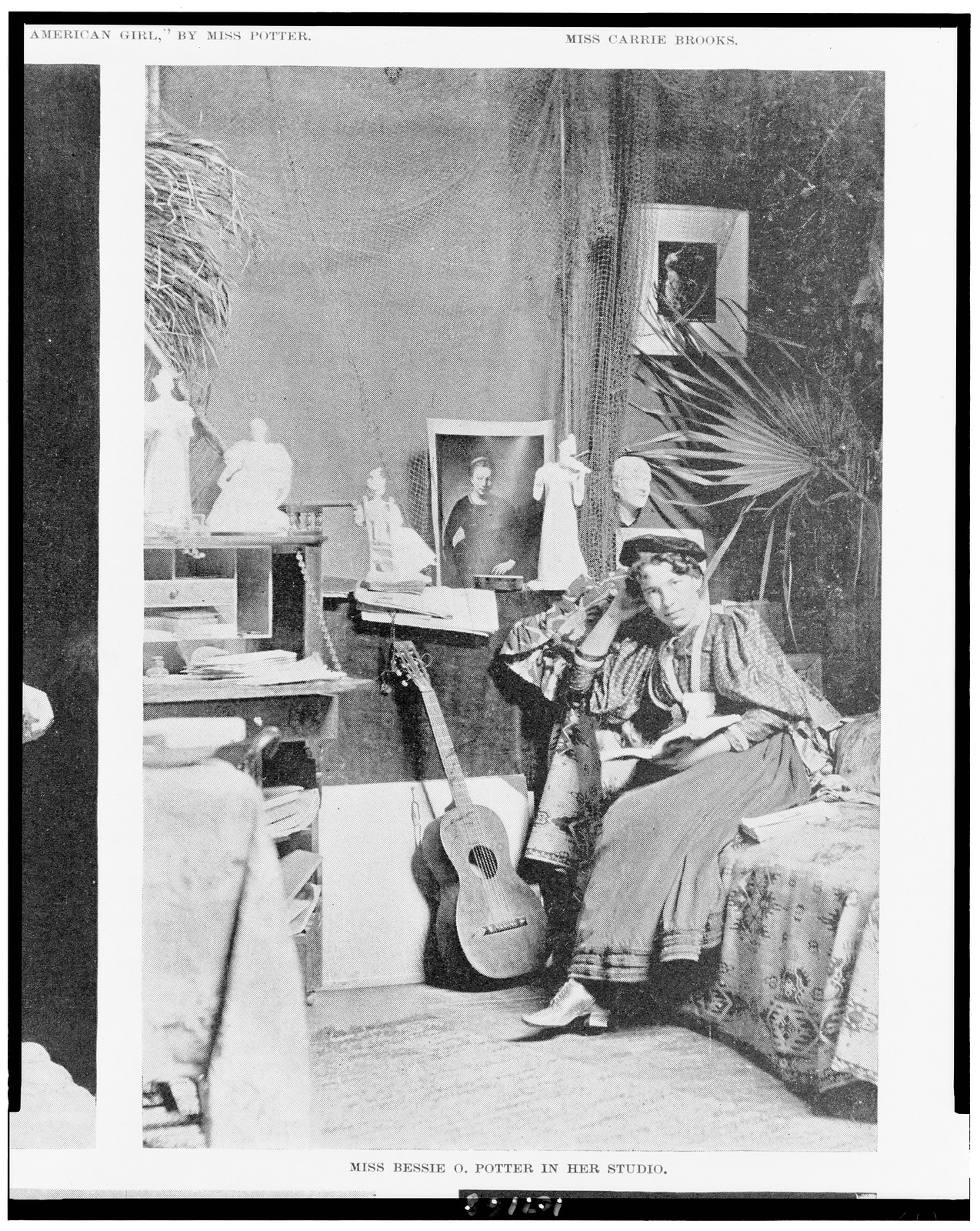 Miss Bessie O. Potter in her studio, 1897 Dec. 9. — historic print