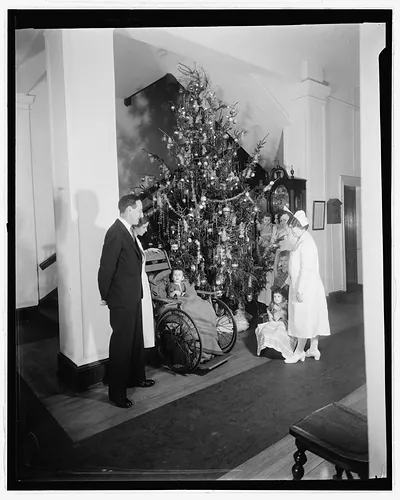 [Christmas tree with children in wheelchairs]