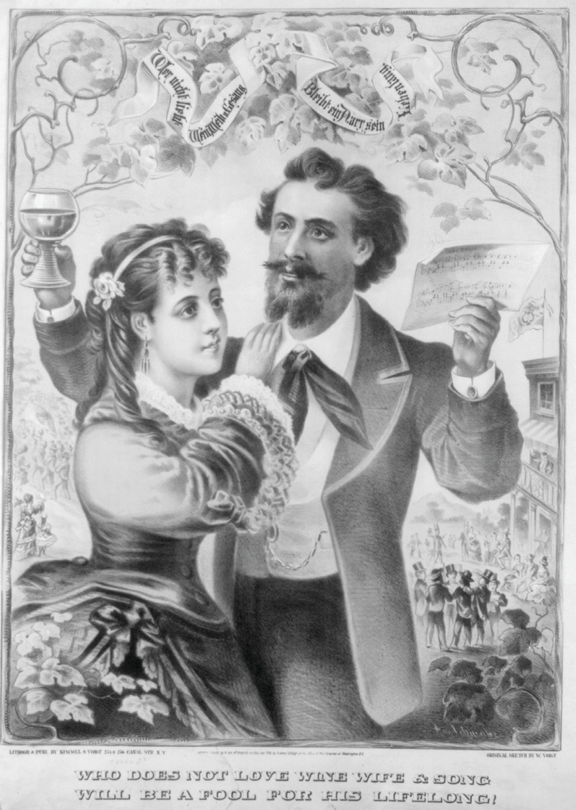 Who does not love wine, wife & song will be a fool for his lifelong — historic image