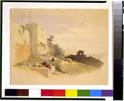 Golden gate of the temple shewing part of the ancient walls / David Roberts, R.A.