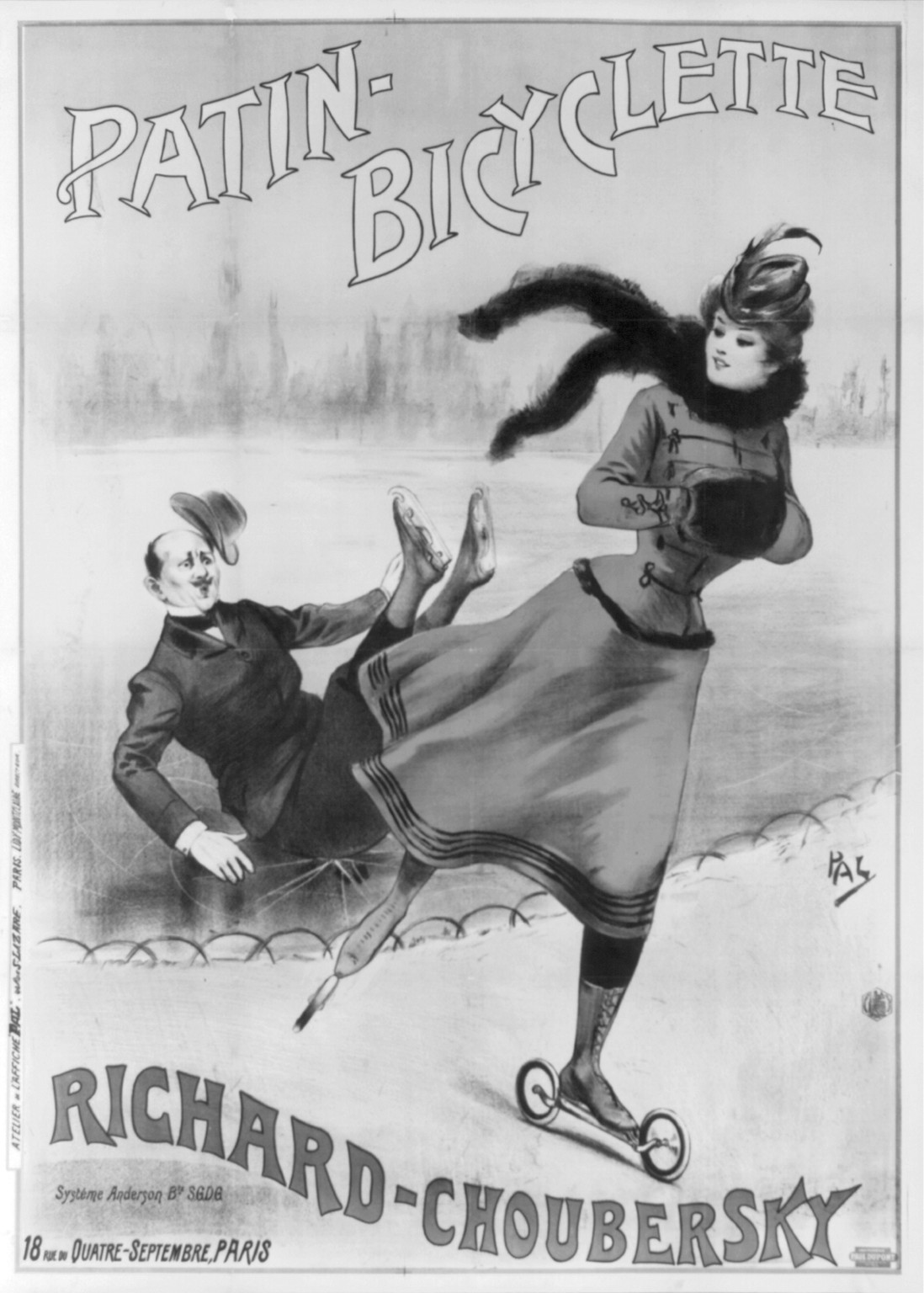Patin-bicyclette -- Richard-Choubersky / PAL., Paris : Imprimerie Paul Dupont, [189-] — vintage poster