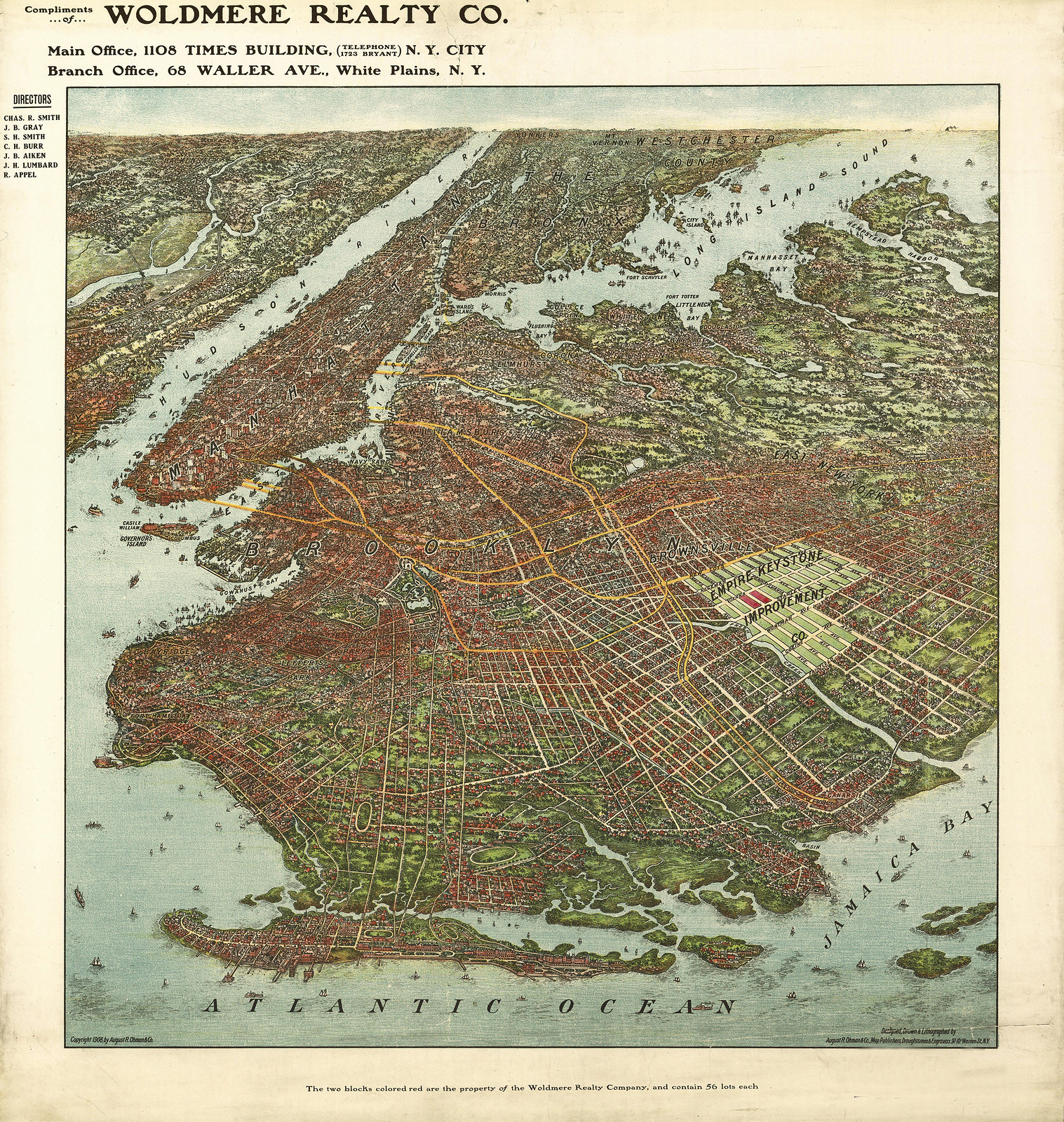 NY-Brooklyn-1908, 1908 — antique map