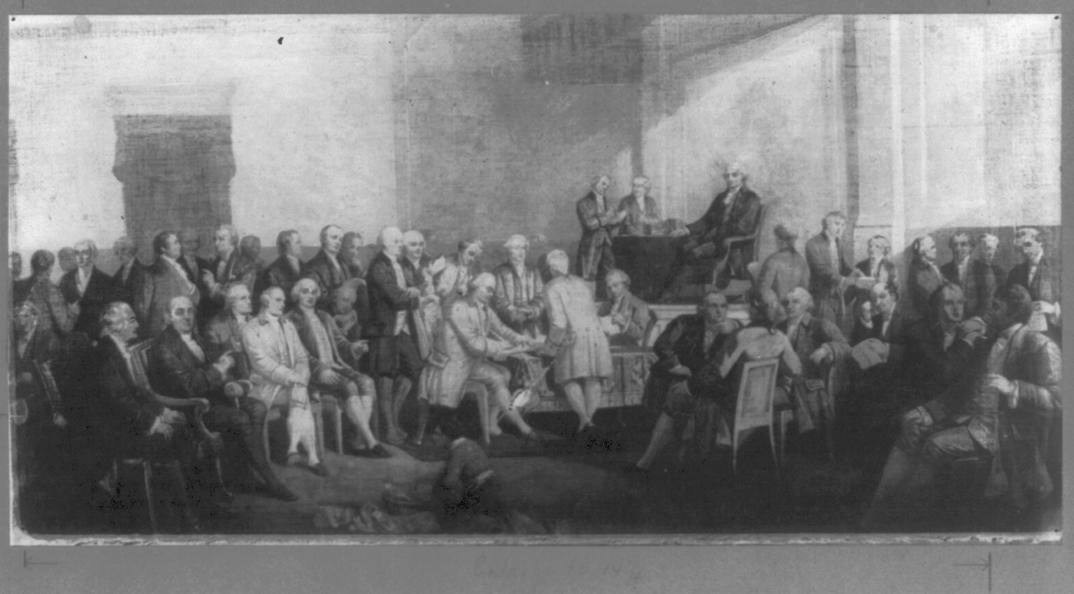 [Signing of the Constitution of the U.S. - 1787 study sketch by Thomas Pritchard Rossiter — historic print