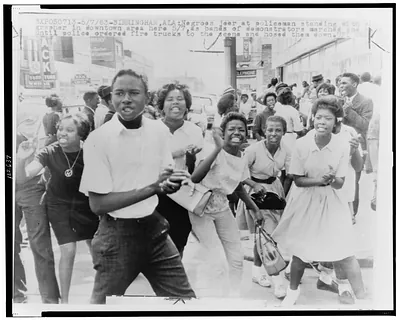 [African American demonstrators march in downtown Birmingham, Alabama]