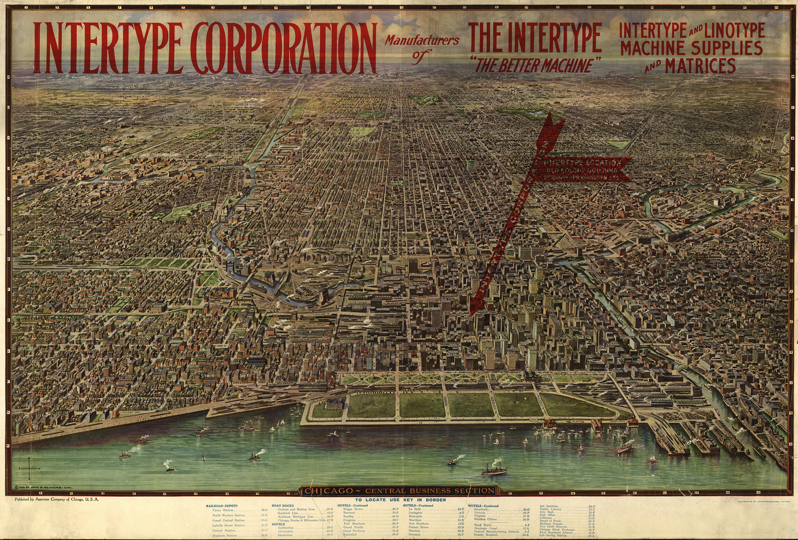 Chicago, Illinois, 1916, 1916 — antique map