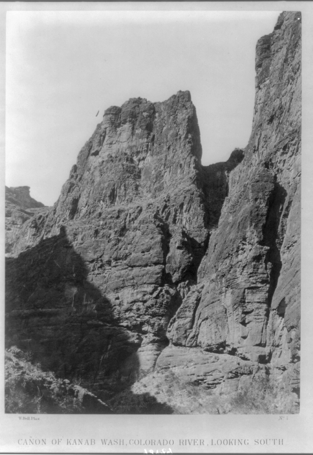 Cañon of Kanab Wash, Colorado River, looking South / W. Bell, phot., 1872 — historic photograph
