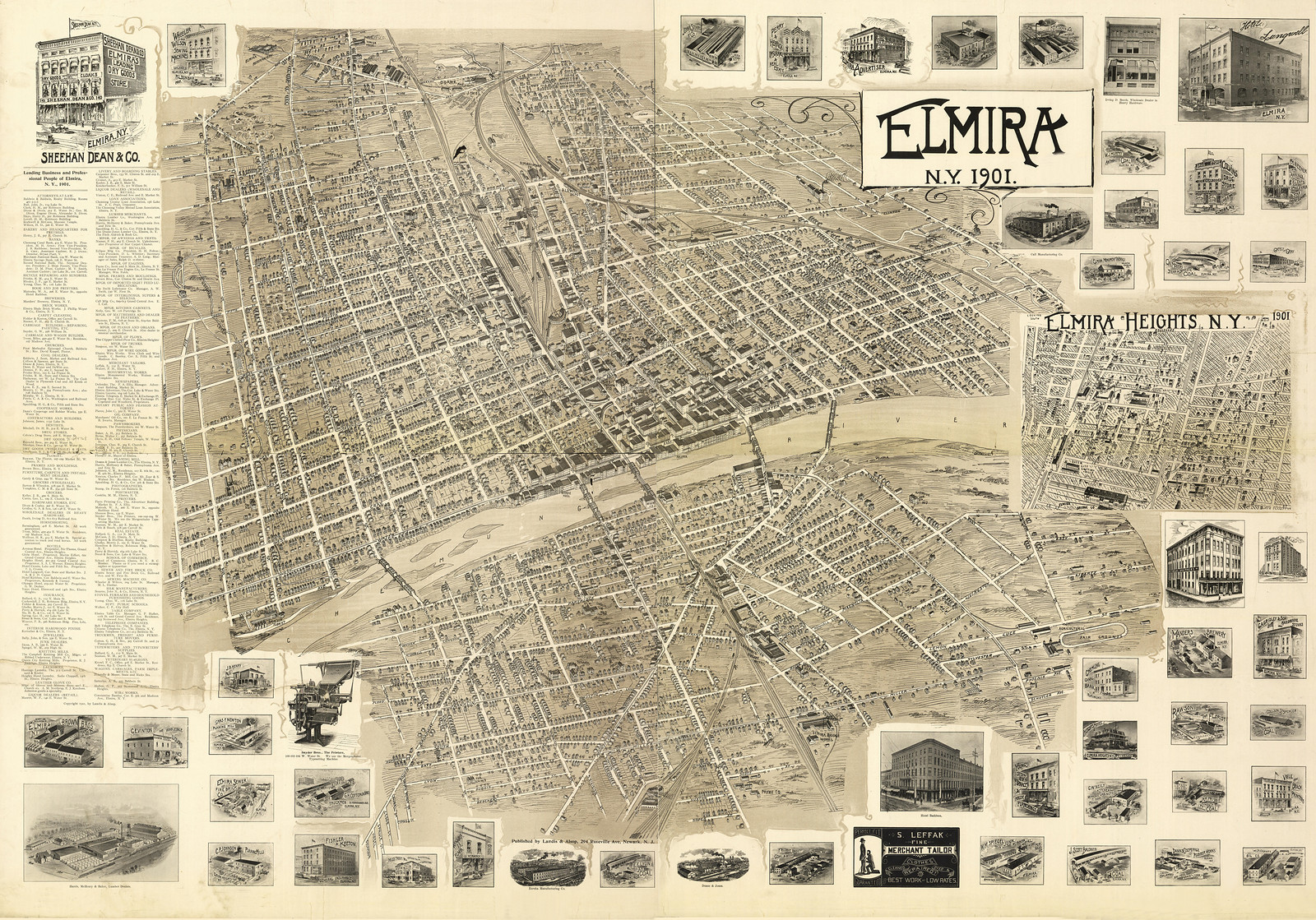 Elmira, New York, 1901, 1901 — antique map