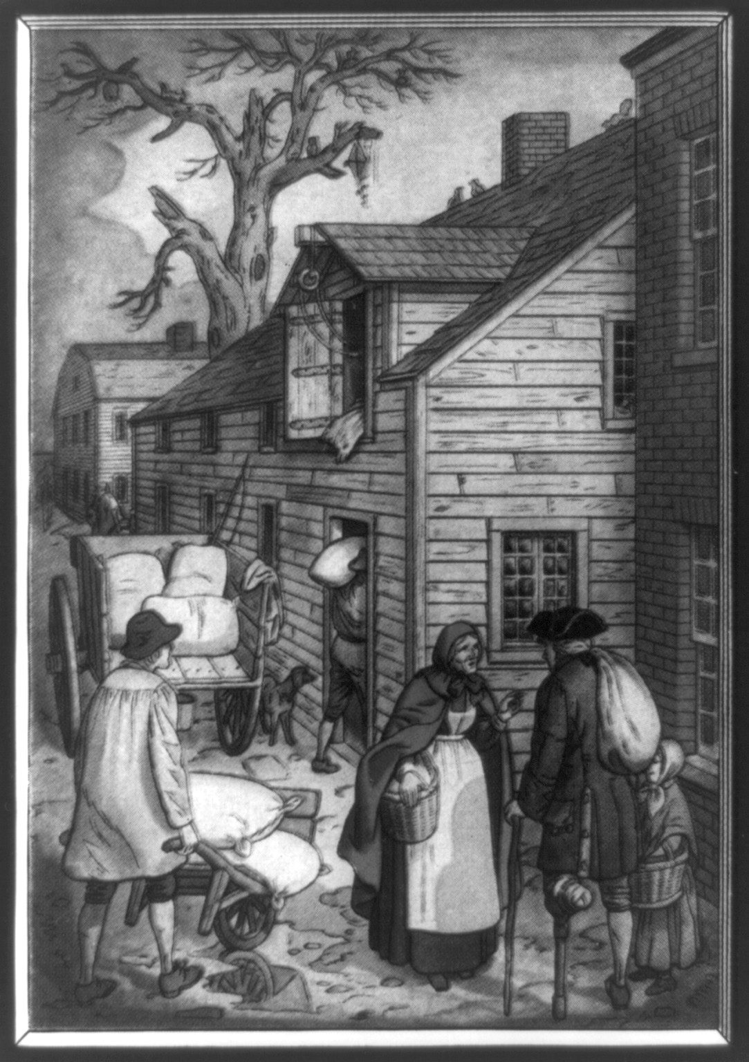 The First granary in Boston was built in 1715 near the corner of today's Beacon and Park Streets, [1939] — historic print