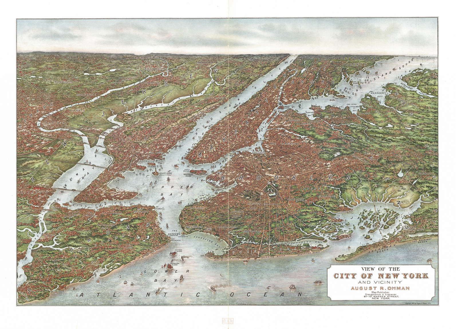 View of the City of New York and Vicinity — antique map