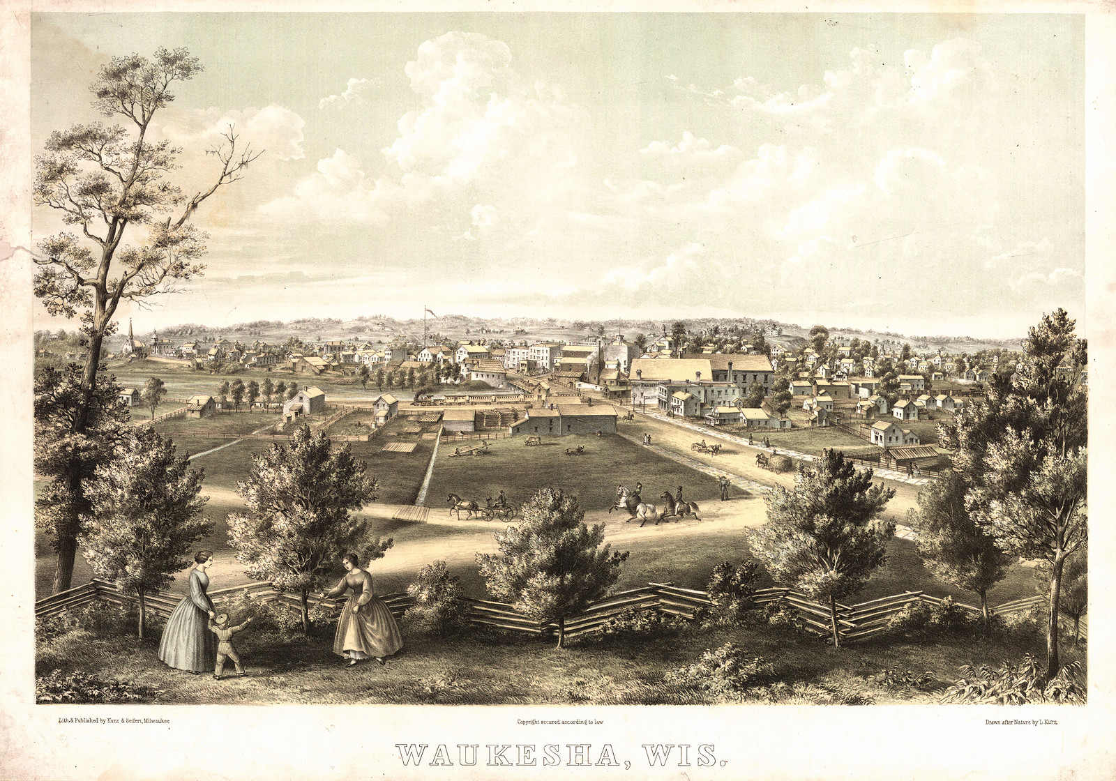 WI Waukesha 1857 MAP, 1857 — antique map