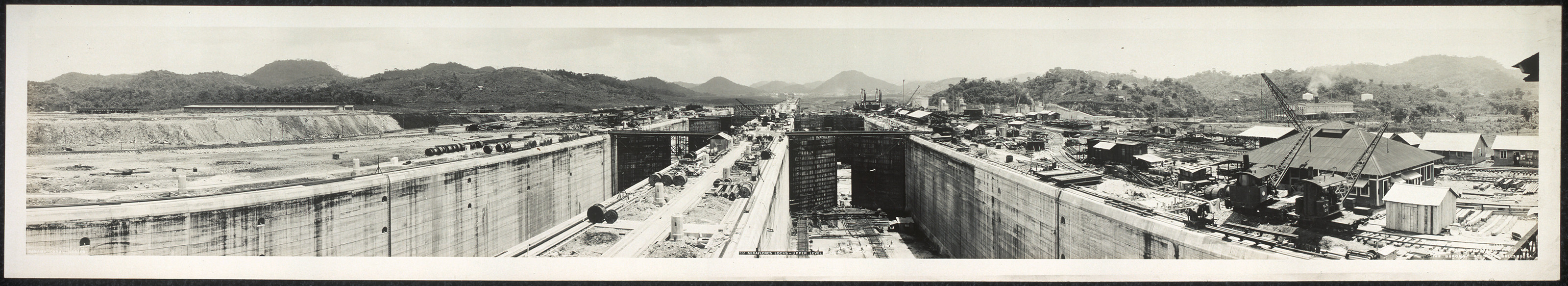 PANAMA 1913 Upper level Miraflores Locks — historic image