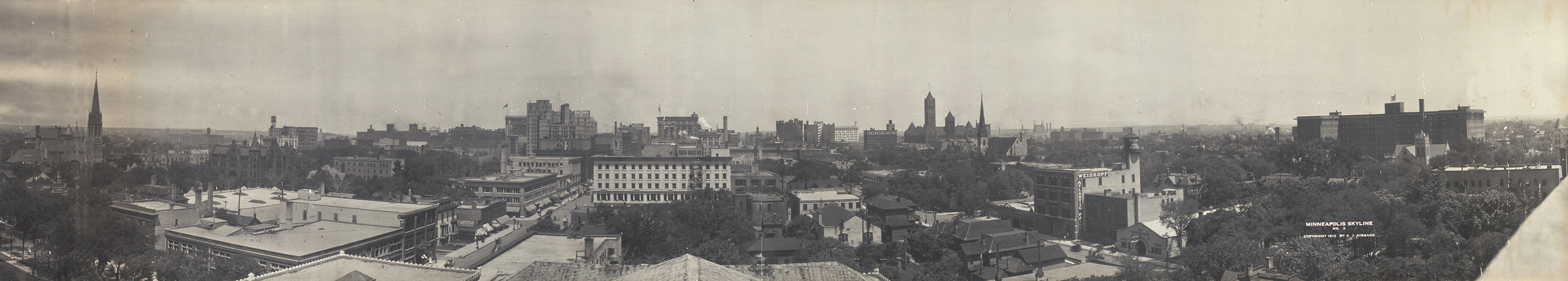 Minneapolis skyline, Minnesota, 1912, 1912 — historic image