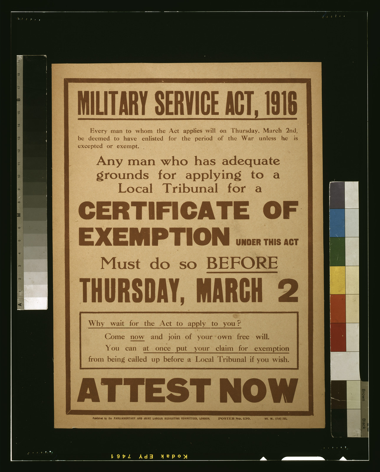 Military Service Act, 1916 recruitment poster, 1916 — vintage poster