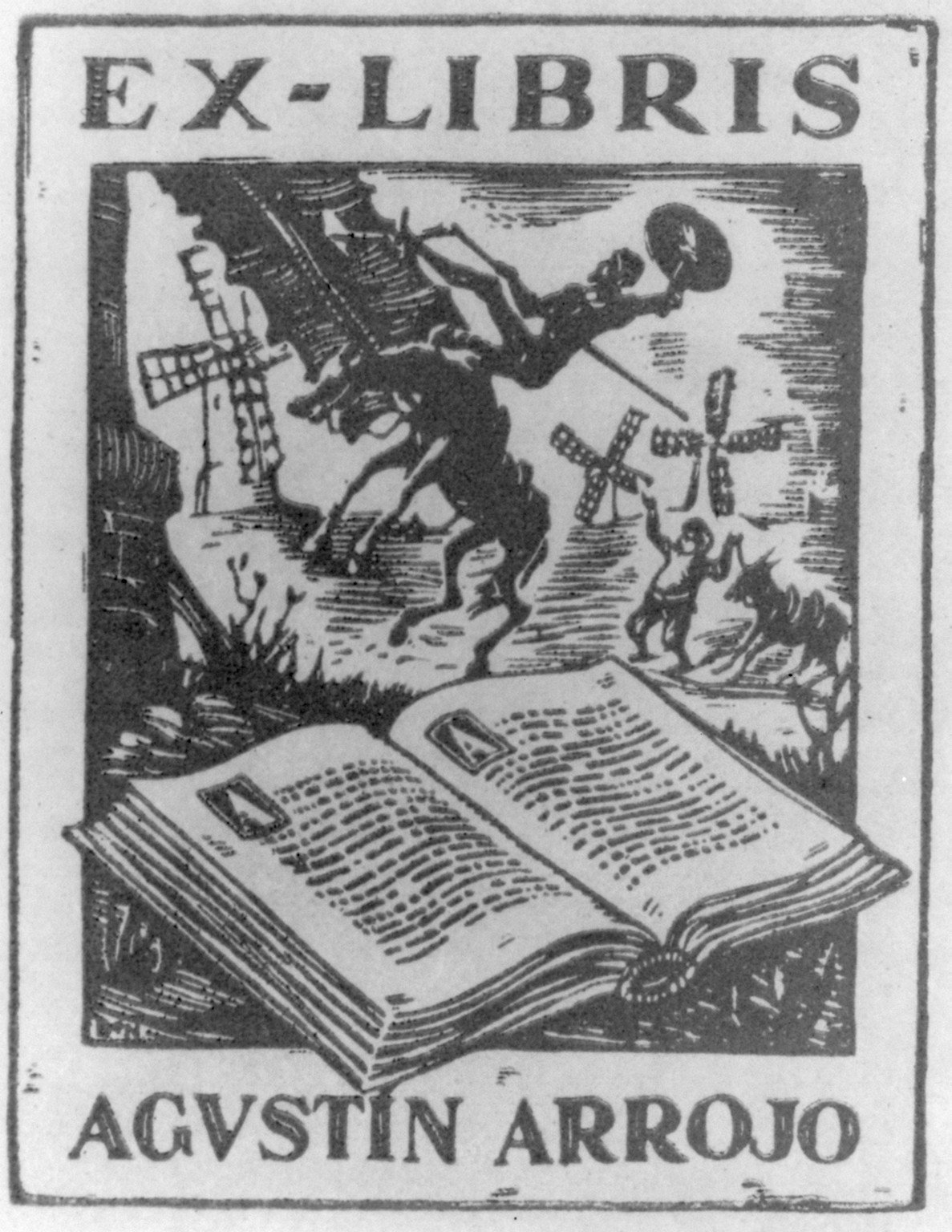Bookplate Exlibris Agustin Arrojo — historic image