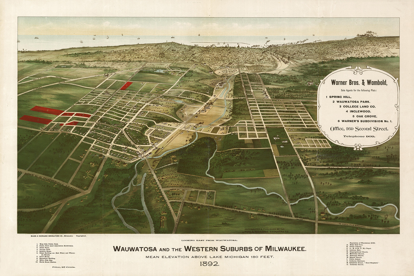 Wauwatose, Wisconsin, 1892, 1892 — antique map