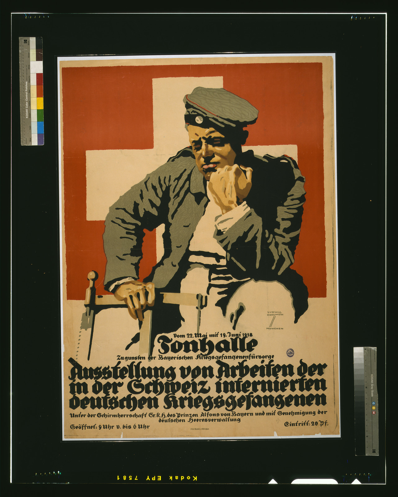 Tonhalle Ausstellung von Arbeiten der in der Schweiz internierten deutschen Kriegsgefangenen, 1918, 1918 — historic image