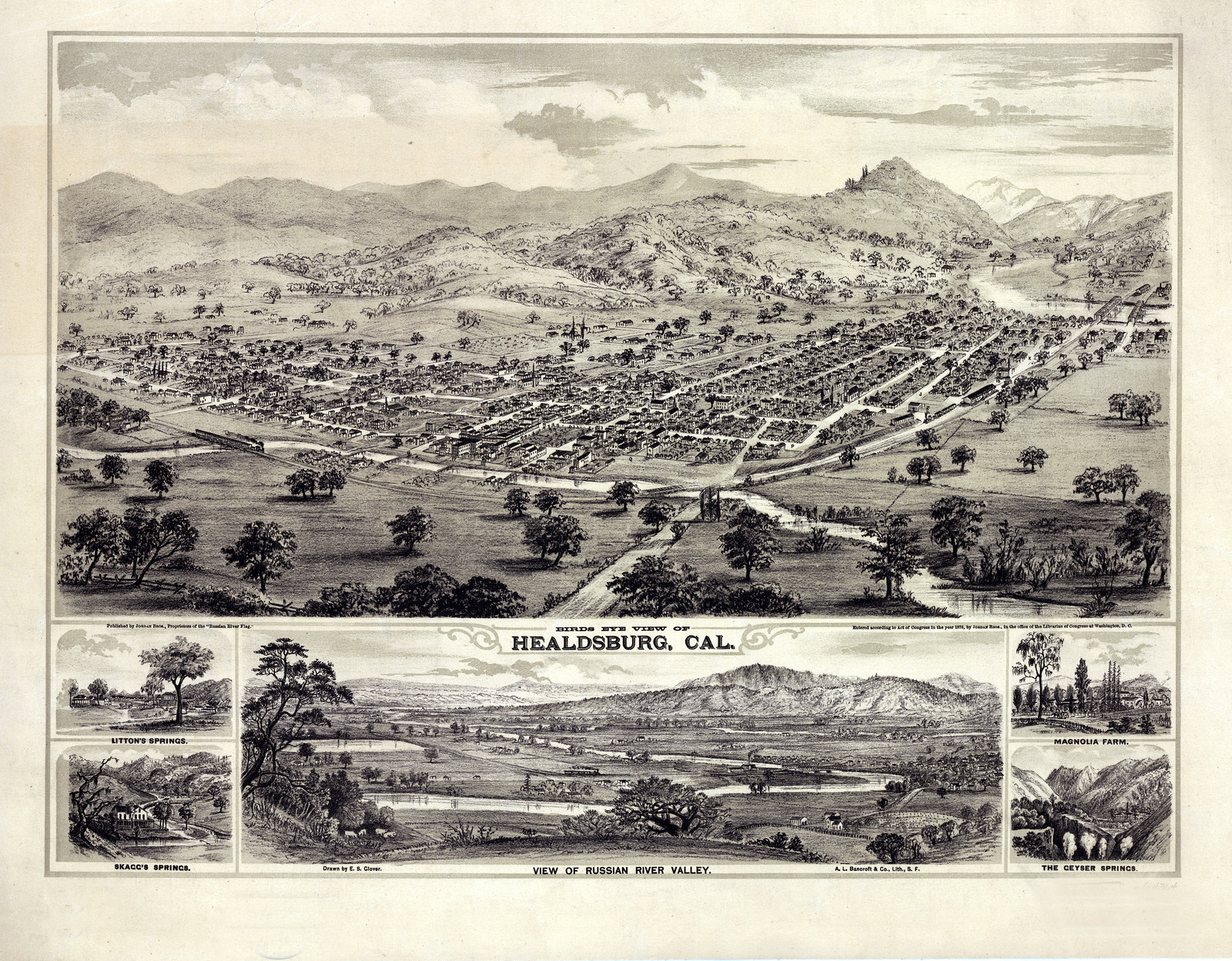 Healdsburg, California, 1876, 1876 — antique map