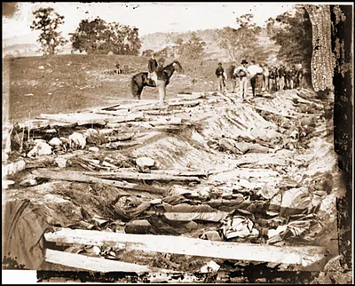 Antietam Md. Confederate dead in a ditch on the right wing used as a rifle pit