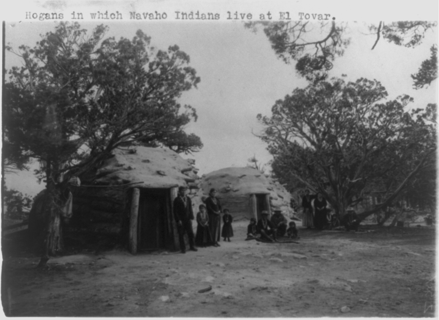[Grand Canyon]: Hogans in which Navaho Indians live at El Tovar, c1906. — historic photograph