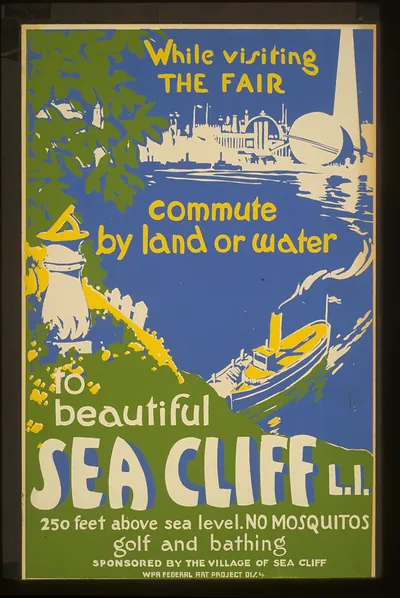 While visiting the Fair commute by land or water to beautiful Sea Cliff L.I. 250 feet